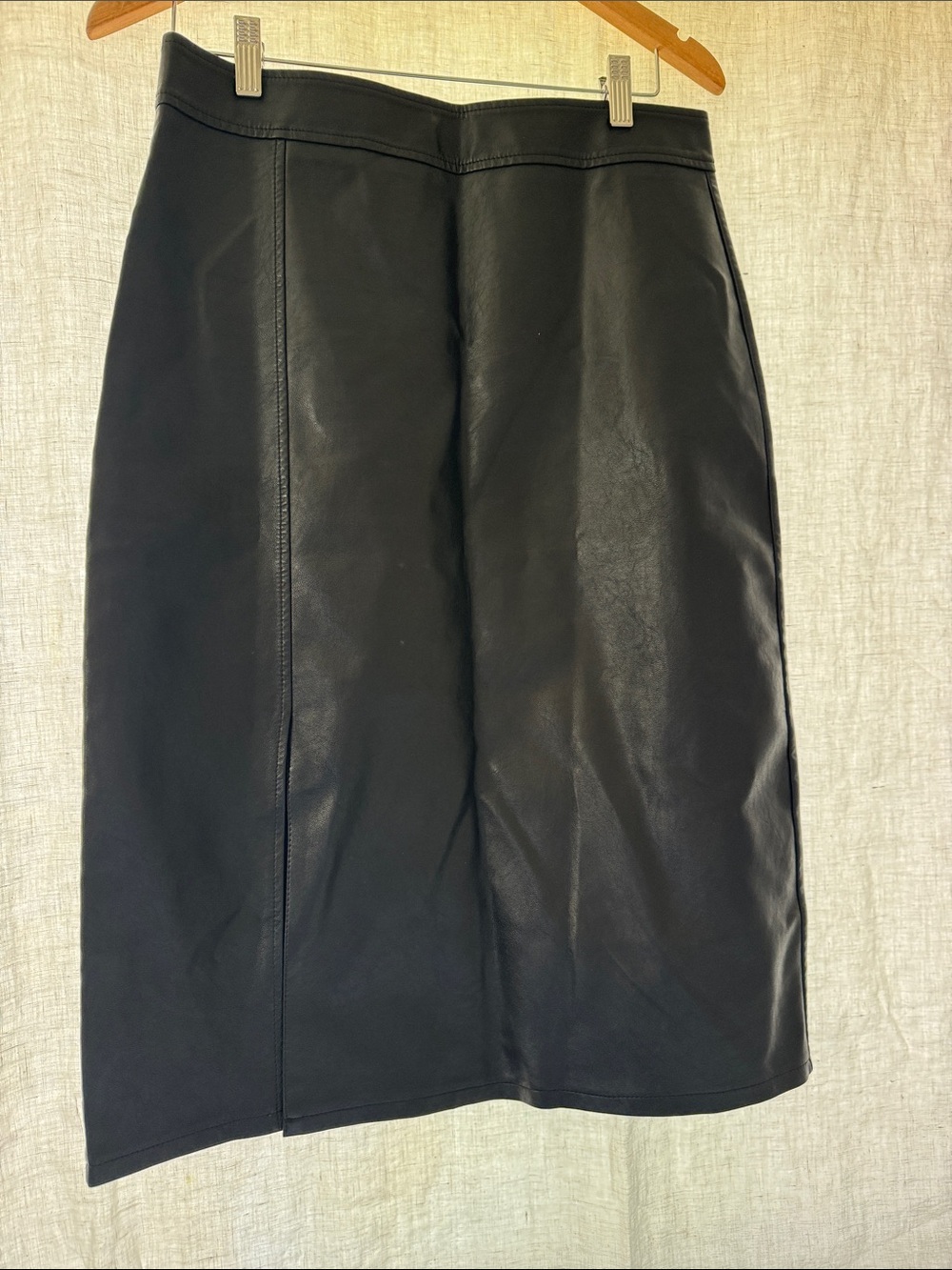 Black Faux Leather Pencil Skirt - Women's